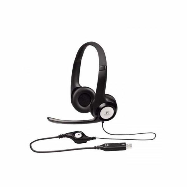 DIADEMA H390 Logitech USB Compatible Win-Mac Estéreo Digital Micrófono Suspensión Ruido Cable 2.33Metros y Controles Garantía 2Años-NEGRO