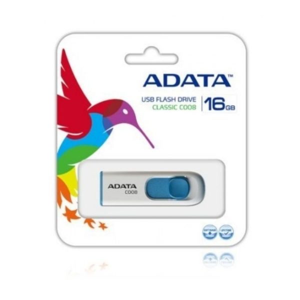 MEMORIA ADATA USB 2.0 C008  RETRACTIL 16GB BLANCA