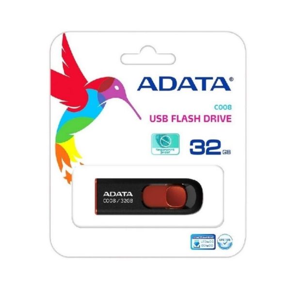 Memoria USB adata 2.0 C008  Retráctil 32GB, Negra