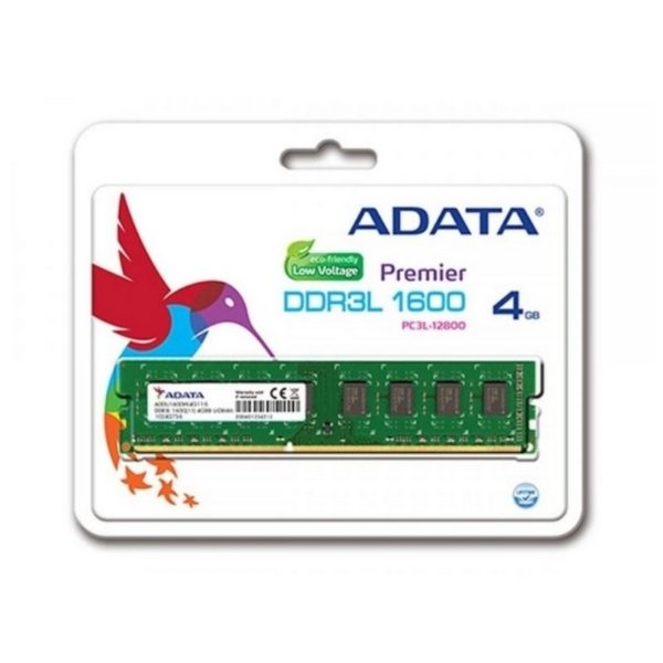 ADATA MEMORIA RAM  PC DDR3 4GB BUS 1600 LOW VOLTAGE