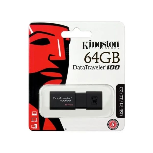 Memoria USB Kingston DataTraveler 100 G3 DT100G3 64GB 3.0 Negro