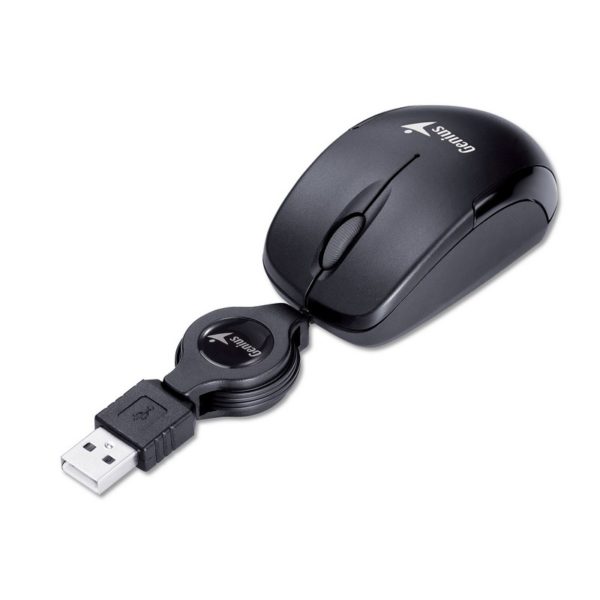 Mouse Genius, con entrada USB, optico retractil negro