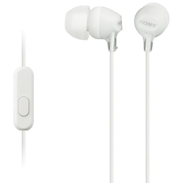 Audífonos Sony internos MDR-EX15AP  Color Blanco de silicona de ajuste seguro. (con micrófono)