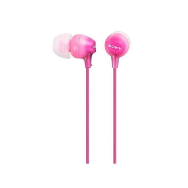 Audífonos Sony internos MDR-EX15AP Color Rosado, de silicona, ajuste seguro, micrófono integrado de alta calidad