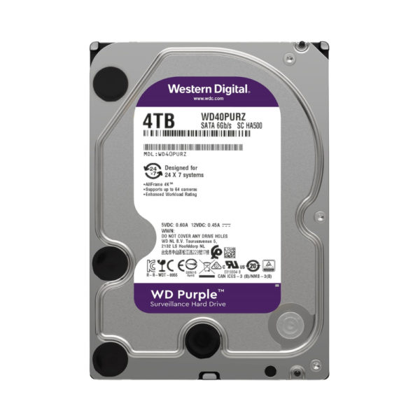 Disco Duro Western Digital PURPLE 4TB 5400RPM SATA 6Gbs Cache 64 MB 3,5in videovigilancia trabajo 24/7